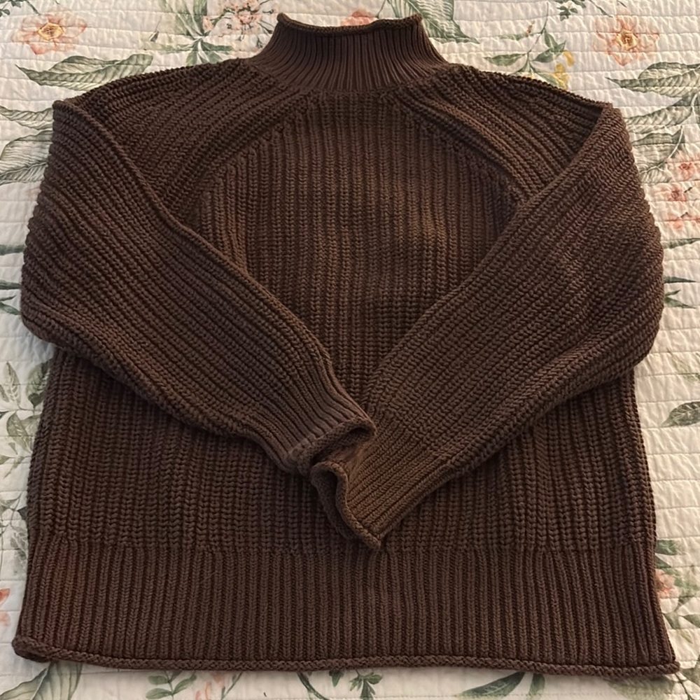J. Crew Brown Turtleneck Sweater Chunky Knit